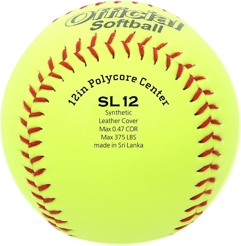 SKYLINE SL-12 Softballs 6 Pack - 12 Inch Official Size and Weight Softball Game, Training Ball for Batting, Fielding, Pitching, Practice - Image 1